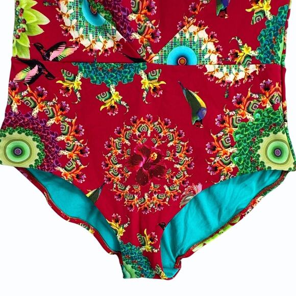 Desigual Sonar Floral 1 Piece Swimsuit Size XL Retro Bandeau Underwire Bohemian‎ - Picture 4 of 12